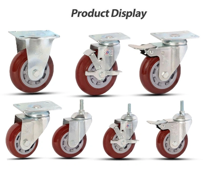 Medium Duty High Quality Polyurethane Brake Caster Industrial Casters