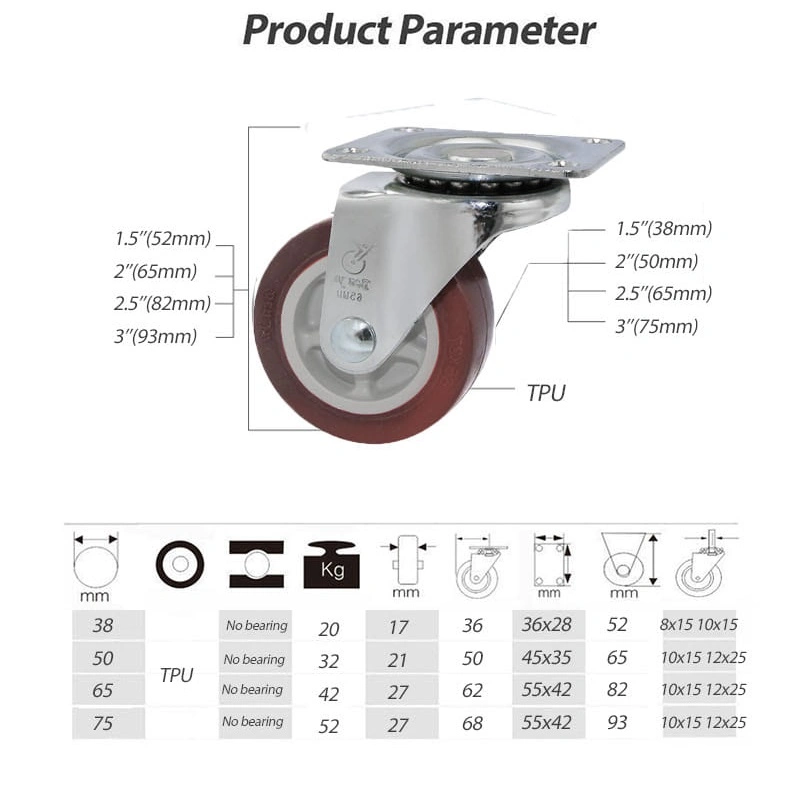 Benyu Caster - Light Duty Industrial Swivel /Rigid /Brake PU Caster and Wheel for Small Carts