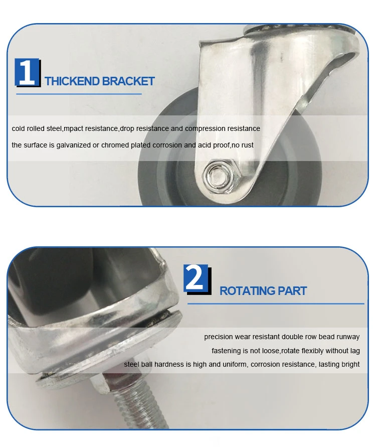 Jq Caster 75mm TPR Wheel Medical Handcart Caster with Double Brake