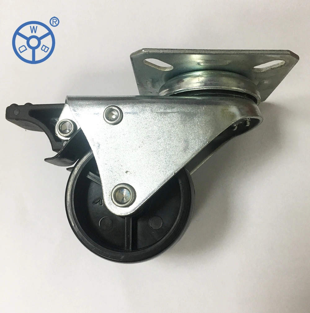 Wbd Factory Light Duty PP Twin Caster 2 Inch European Swivel Castor Wheel Caster Ruedas Plastico Ruedas Industrial with Brake