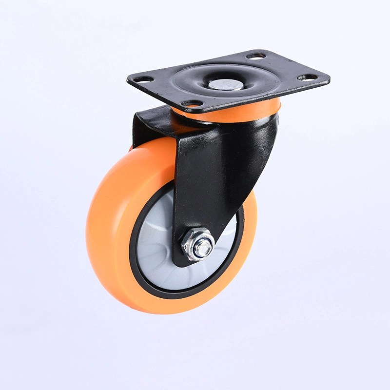 3 4 5 Inch PVC/PU Industrial Furniture Trolley Orange Single Bearing Castor Wheel